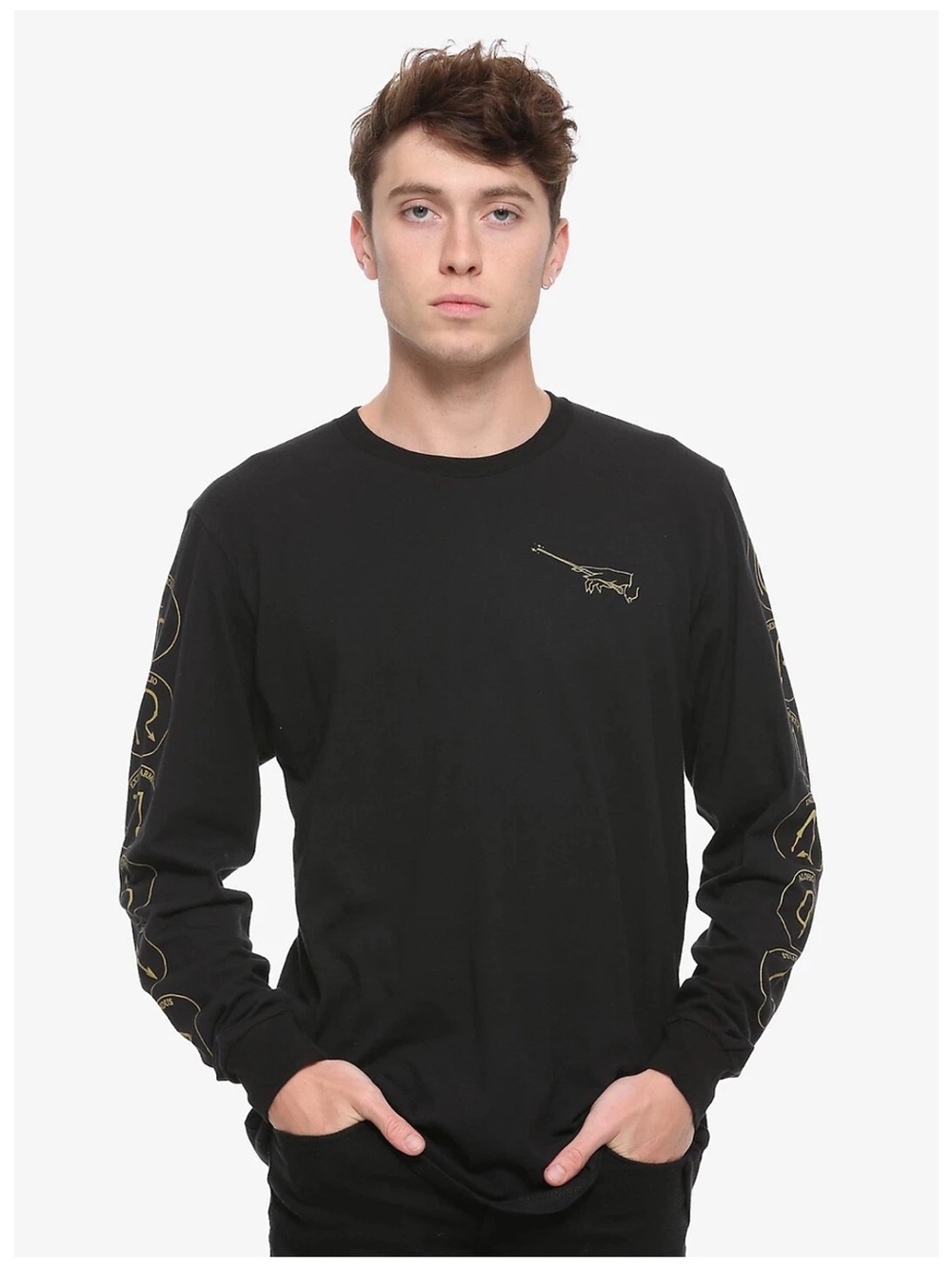 Warner Bros. Black Long-Sleeve Shirt with Gold Spellboard Graphic